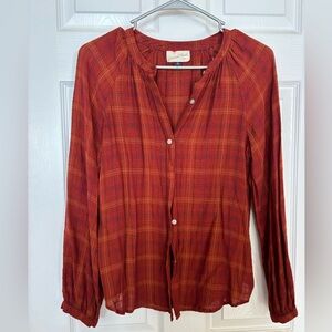 Universal thread button up long sleeve blouse XS